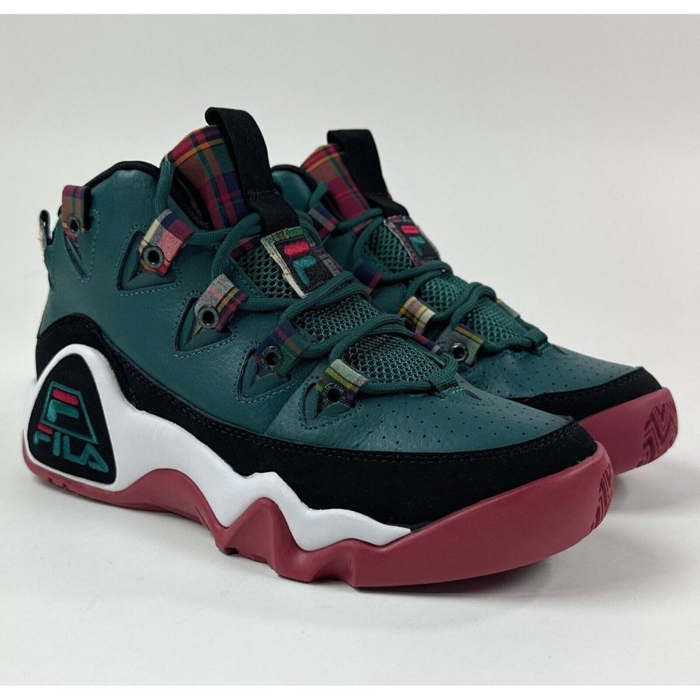 Fila Grant Hill 1 Mens Forest Green Maroon Hi Top Basketball Shoes Sneakers - Picture 3 of 9